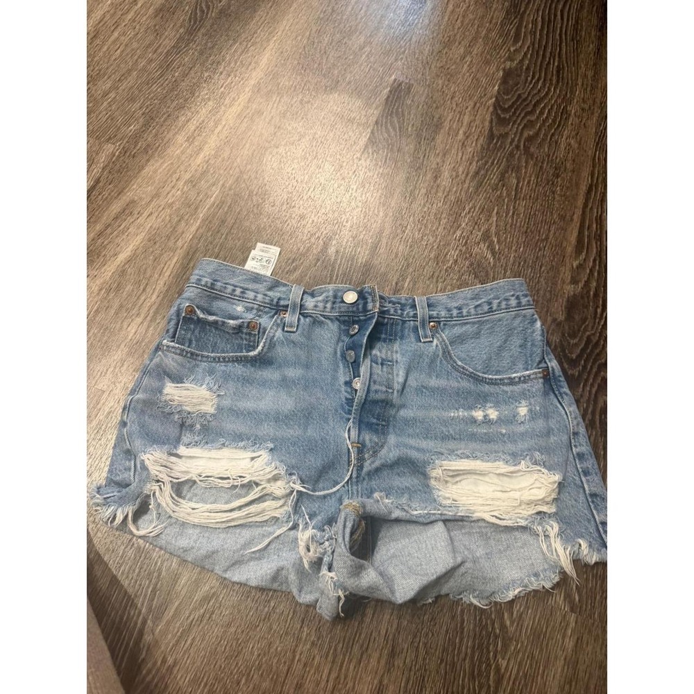 Levis 501 Original Distressed Denim Shorts Light Wash W30 Cut Offs 56327-0321